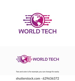 Modern World Tech Logo designs template with map symbol