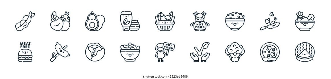 Icono del Día Mundial del Vegetariano Moderno. Perfecto para diseños de IU lineales con sandía de Vector, sopa, brócoli, vegetarianismo, ovejas, frijoles, repollo y más íconos para App móviles y de Web.