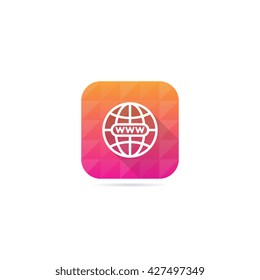 Modern World Wide Web Label Icon With Long Shadow