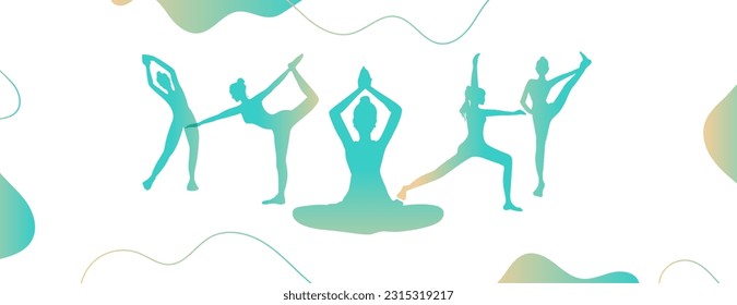 modern world yoga day banner with exercise posture and text space vector