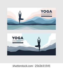 Modern world yoga day posture banner,