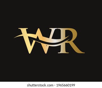 Modern WR Logo Design for business and company identity. Creative WR letter with luxury concept