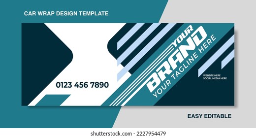 Modern wrapping car for your brand, business or company, van truck geometric shape with darlk green background