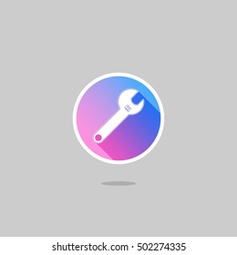 Modern Wrench Icon with Long Shadow