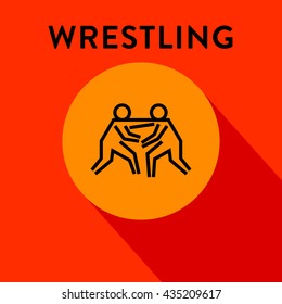 Modern Wrestling Icon with Linear Vector Style