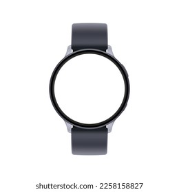 Modern Wrist Watch With Round Blank Screen, Isolated on White Background. Vector Illustration