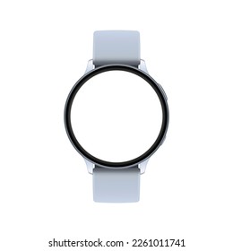 Modern Wrist Watch With Round Blank Screen and Blue Strap, Isolated on White Background. Vector Illustration