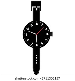 Vetor de design de relógio de pulso moderno com detalhes de mostrador arrojado, estrutura de alça limpa, indicadores de tempo decorativos, relógio de precisão Face Art e ilustração de horologia contemporânea para branding e gra de produto