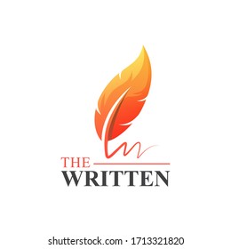 modern the written or writer gradient logo. feather signature logo logo design vector template