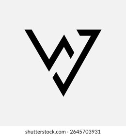 Logotipo inicial WV moderno com forma triangular, perfeito para marca limpa, identidade e design de logotipo.