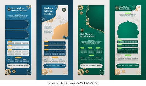 Diseño de plantilla de conjunto de banner x moderno con estilo islámico para instituto islámico y negocio islámico