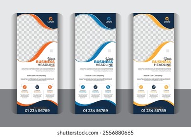 Modern x banner template, creative, stylish, modern abstract Signage advertising design, 3 color variation corporate business roll up banner design. 
