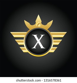Modern X Circle Crown Logo  Illustration, Vector.