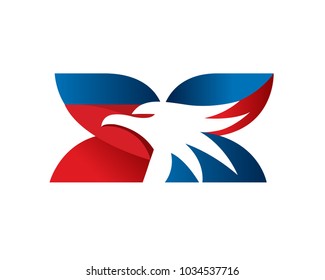 Modern X Eagle Letter Logo In Isolated White Background