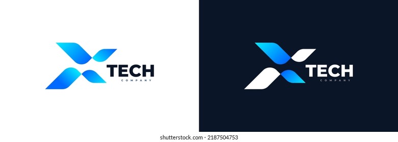 Modern X Initial Logo Design  X Letter Logo Icon and Technology Style in Blue Gradient  Express Logo