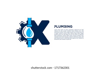 Modern X Letter plumbing company logo. creative emblem water droplet design. initial brand template.