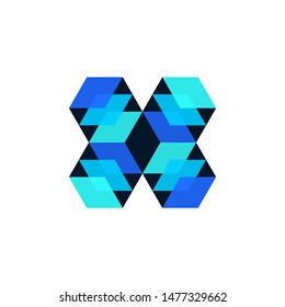 Modern X logo template with Hexagon shape, Letter x cube design, creative letter x .vector