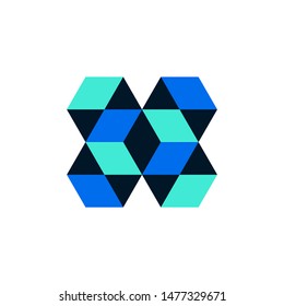 Modern X logo template with Hexagon shape, Letter x cube design, creative letter x .vector
