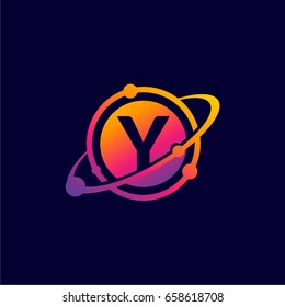 Modern Y initial Orbit Logo, Y initial Science Logo template designs