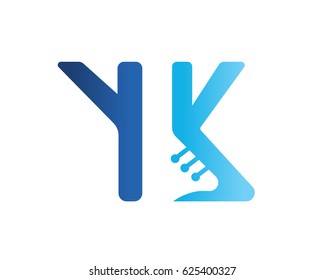 Modern Y and K Letter Technology Logo