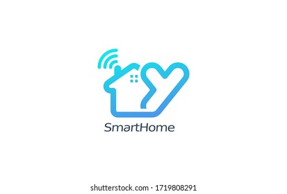 Modern Y Letter smart home company logo. creative emblem house design. initial brand template.