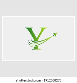 Modern Y letter Travel logo design concept vector. Y travel logo. Creative Air Travel Logo Design with Y letter. Y letter Concept air plane and travel logo.