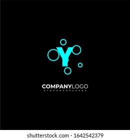 modern Y logotype creative design concept in cyan color isolated on black background