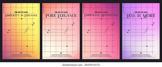 Modern y2k gradient design templates poster set. Vector cover minimalist design with y2k simple figures and abstract graphic elements. Trendy minimalist designs