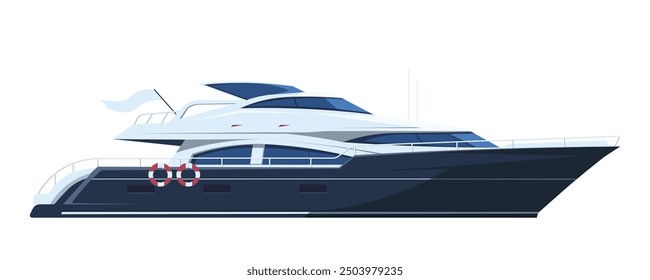 Modern yacht illustration on a white background. Luxury boat concept. Vector illustration