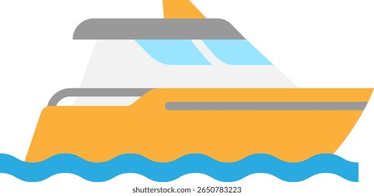 Modern Yacht Sailing on Blue Waves Illustration