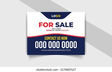 Modern Yard Sign Or Signage Design Template For Outdoor Home Sale. Easy To Use For Real Estate Company Business