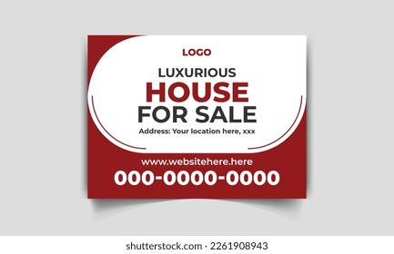 Modern yard sign or signage design template for outdoor home sale. easy to use for real estate company business