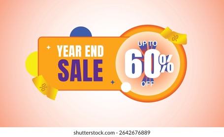 Modern year-end sale banner design featuring bold typography and a discount offer up to 60% for marketing campaigns..