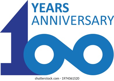 Modern “100 Years Anniversary” logo design featuring bold typography and infinity-inspired number layout, suitable for corporate milestones, celebrations, and brand identity visuals.