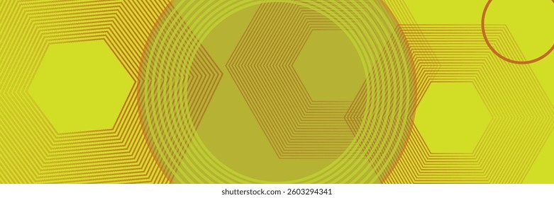 Modern yellow abstract horizontal banner background with glowing geometric lines. Suitable for covers, brochures, presentations, pamphlets. vector