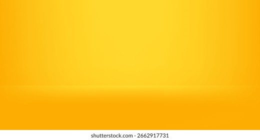 Modern yellow background abstract with Gradient in empty room studio, Yellow empty room studio abstract modern art simple