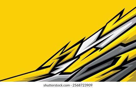 Modern yellow background racing geometric stripes for car wrap sticker