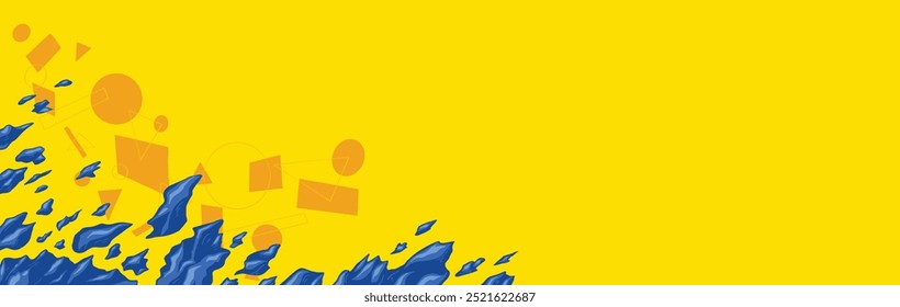 Modern yellow background with stripes. hand draw vector abstract background hipster futuristic graphic, texture design, bright poster, banner yellow and blue.