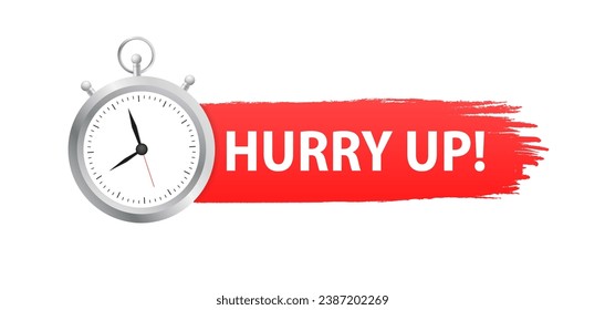 Modern Yellow Banner Limited Offer, Hurry Up Tag With Stop Watch. Vector Web Element. Promo label with alarm clock vector. Vector illustration