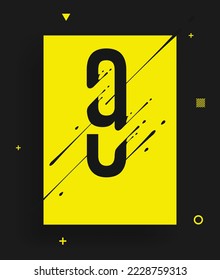 Modern yellow black abstract techno number poster. Dynamic illustration of number with liquid ink splashes and lines. Vector art design element. Number 9