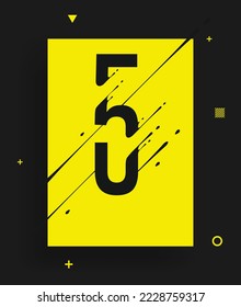 Modern yellow black abstract techno number poster. Dynamic illustration of number with liquid ink splashes and lines. Vector art design element. Number 5