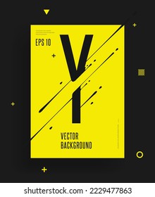 Modern yellow black abstract techno alphabet poster. Dynamic illustration of letter with liquid ink splashes and lines. Vector art design element. Letter Y