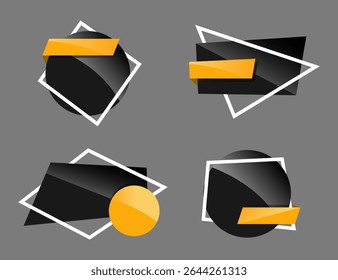 Modern Yellow and Black Ribbon Banner Set for Promotion and Advertisement Design