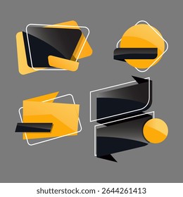 Modern Yellow and Black Ribbon Banner Set for Promotion and Advertisement Design