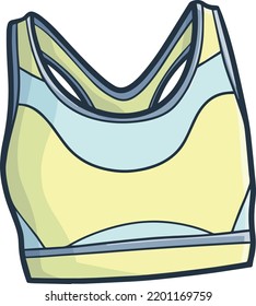 Modern yellow blue sport bra cartoon illustration