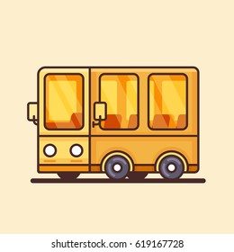 Modern yellow bus icon. Flat design. Vector illustration