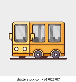 Modern yellow bus icon. Flat design. Vector illustration