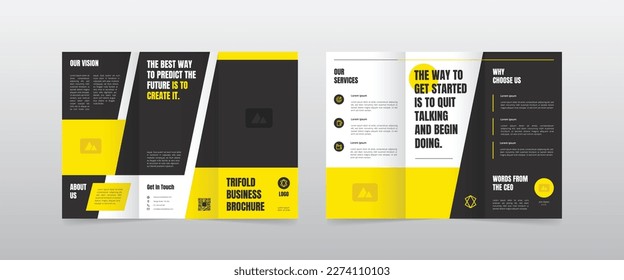 Modern Yellow Business Trifold Brochure Template