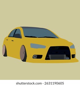 modern yellow car in background