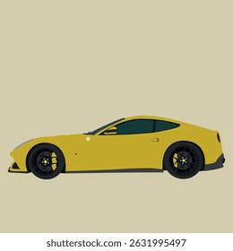modern yellow car in background